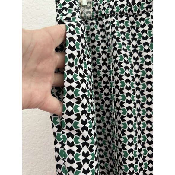 Worthington Green Black Geometric Jogger Pants L Mid-Rise Elastic Waist Grandma - Picture 3 of 12